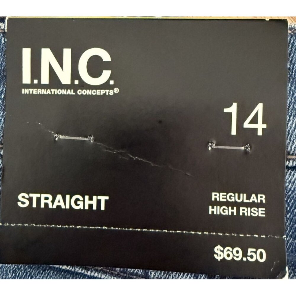 I.N.C. Womens High Rise Straight Leg Jeans Size 14 Medium Indigo Denim New - Picture 5 of 6